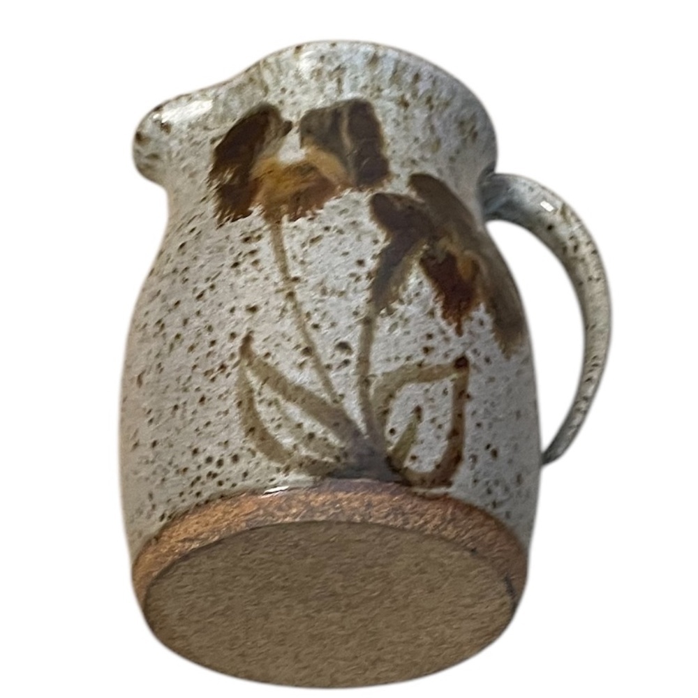 Mid Century Studio Art Pottery Pitcher Brown Speckled Glaze Set of 3 Signed - Picture 6 of 16